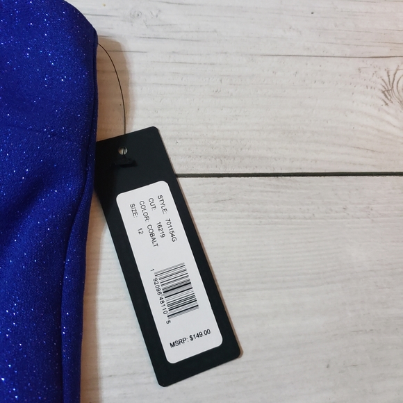 Bebe High Neck Sparkling Jumpsuit Cobalt Blue - Picture 8 of 9